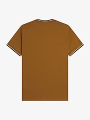 Fred Perry Tan Brown Twin Tipped Logo T-Shirt - Image 5 of 5