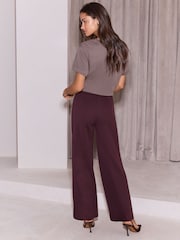 Lipsy Chocolate Brown Tall High Waist Wide Leg Jersey Trousers - Image 5 of 5