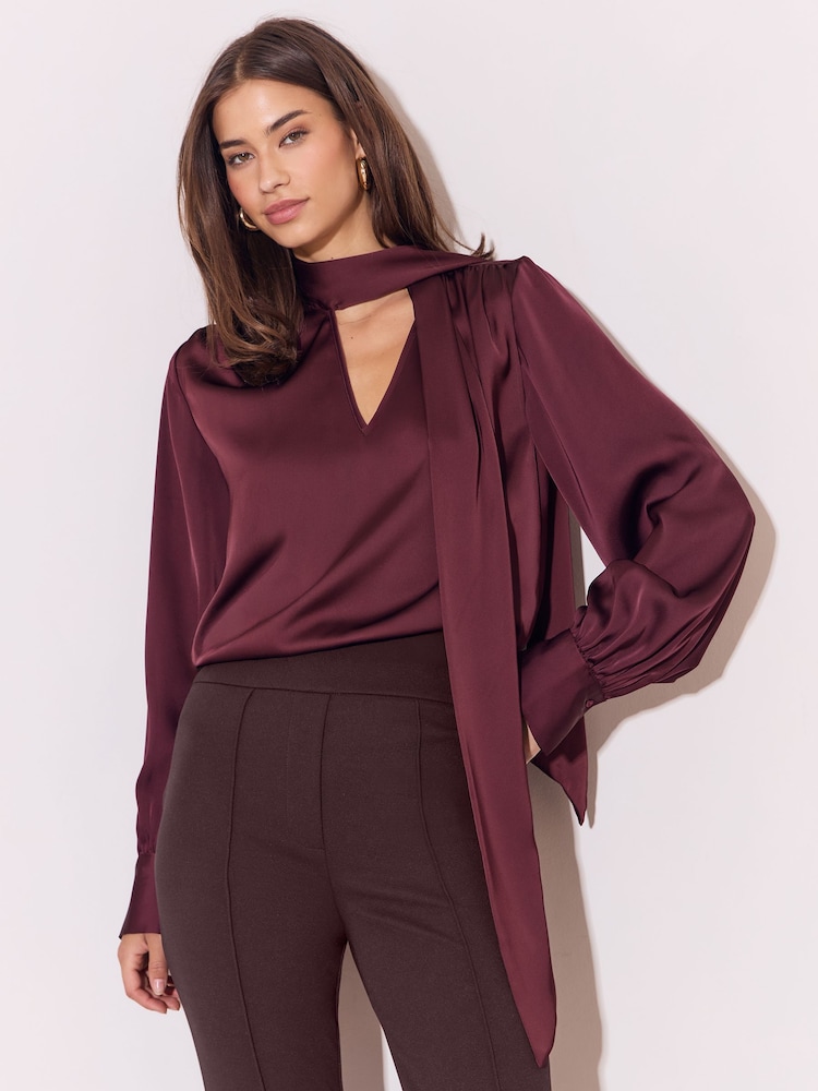 Lipsy Chocolate Brown High Waisted Bootleg Jersey Trousers - Image 2 of 4