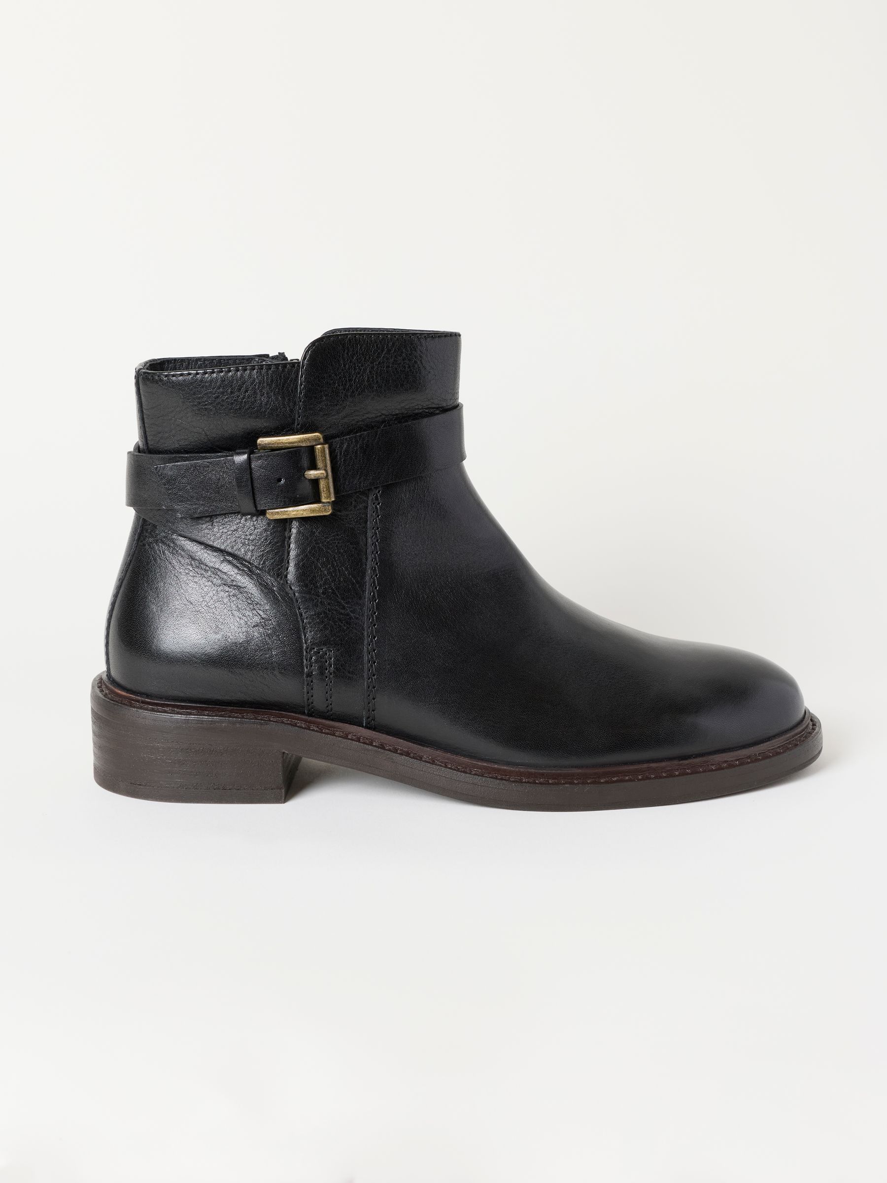 Fatface Black Wide Fit Clifton Wide Fit Buckle Leather Ankle Boots