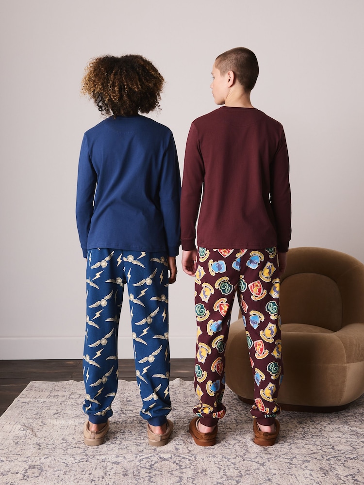 Blue/Maroon Harry Potter Jogger Pyjamas 2 Pack (4-16yrs) - Image 2 of 4 Blue/Maroon Harry Potter Jogger Pyjamas 2 Pack (4-16yrs) - Image 2 of 4