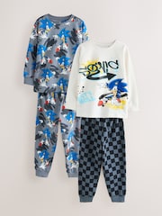 Ecru/Grey Sonic the Hedgehog Jogger Pyjamas 2 Pack (3-14yrs) - Image 1 of 10