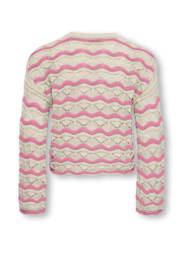 ONLY KIDS Pink / Brown Crew Neck Striped Jumper - Image 2 of 3