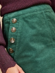 Love & Roses Forest Green Cord Sailor Button Mini Skirt - Image 4 of 5