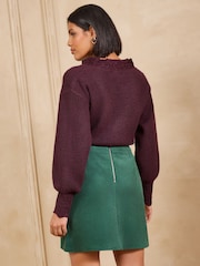 Love & Roses Forest Green Cord Sailor Button Mini Skirt - Image 5 of 5