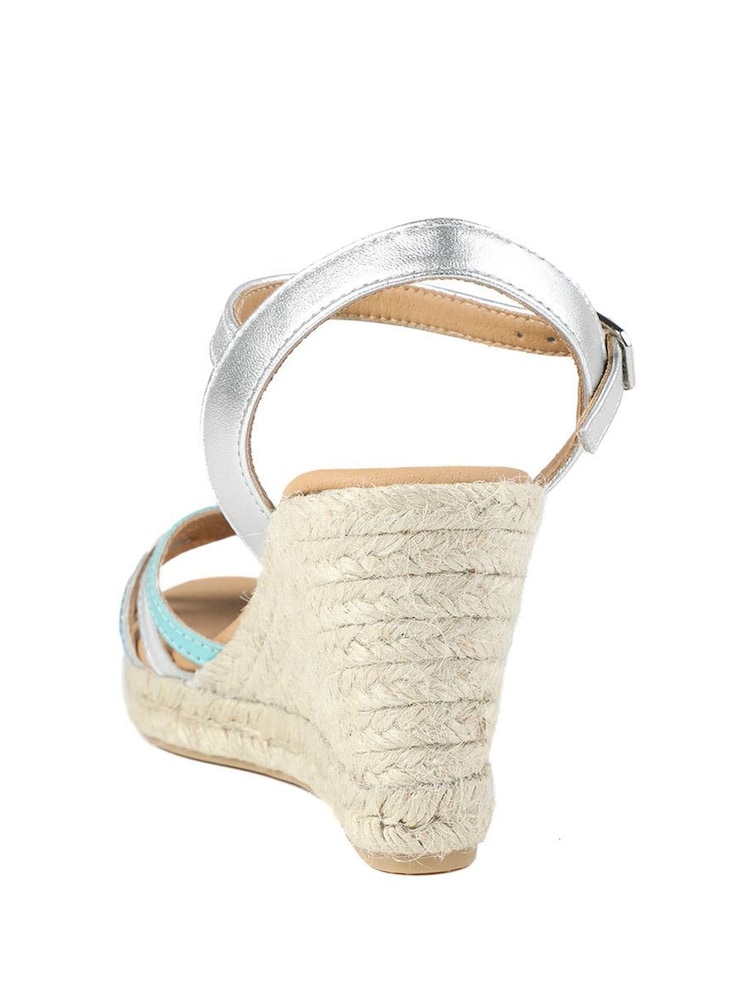 Jones Bootmaker Metallic Alivia2 Leather Wedge Espadrilles Shoes - Image 2 of 3 Jones Bootmaker Metallic Alivia2 Leather Wedge Espadrilles Shoes - Image 2 of 3