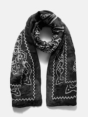 Mint Velvet Black Bandana Print Scarf - Image 3 of 5