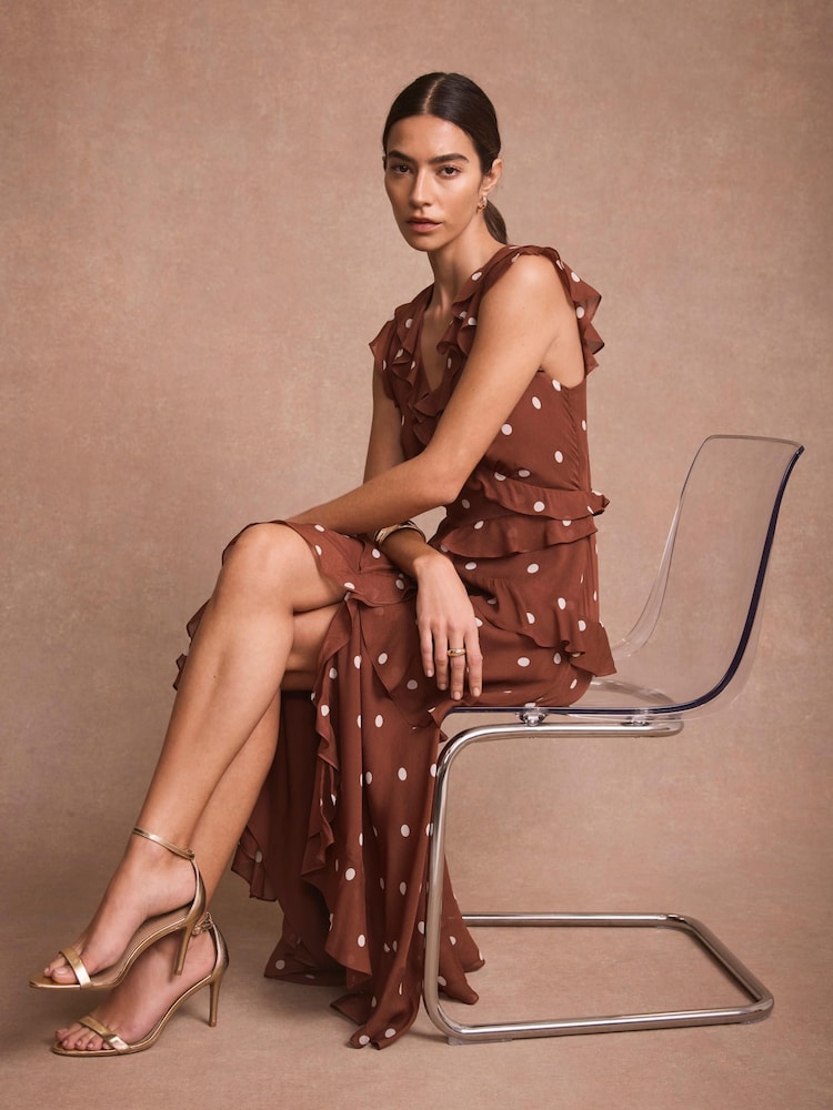 Mint Velvet Polka Dot Ruffle Midi Dress - 圖片 2/8