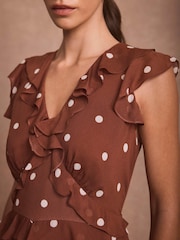 Mint Velvet Polka Dot Ruffle Midi Dress - 圖片 4/8