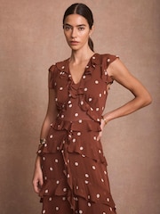 Mint Velvet Polka Dot Ruffle Midi Dress - 圖片 6/8