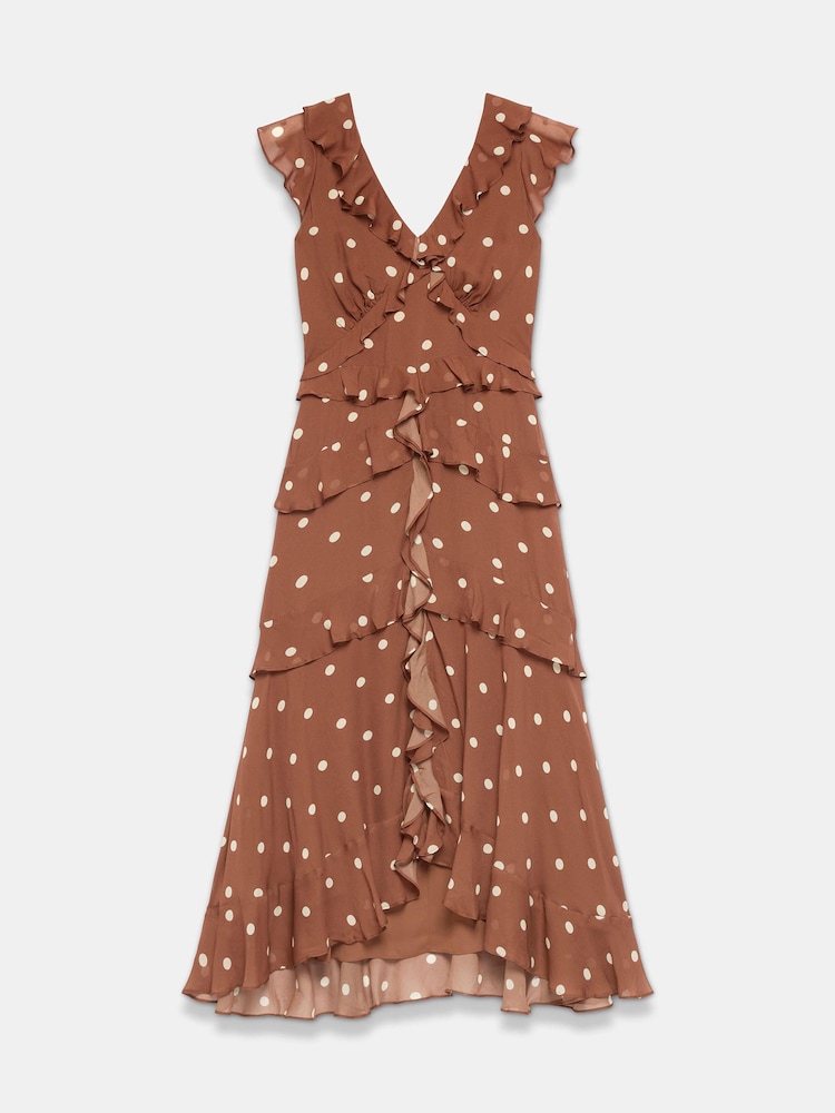 brown ruffle midi dress Grade + Gather - Ruffle Midi Dress