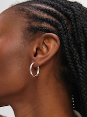 Inicio Silver Tone Small Sleeper Hoops - Gift Pouch - Image 1 of 2