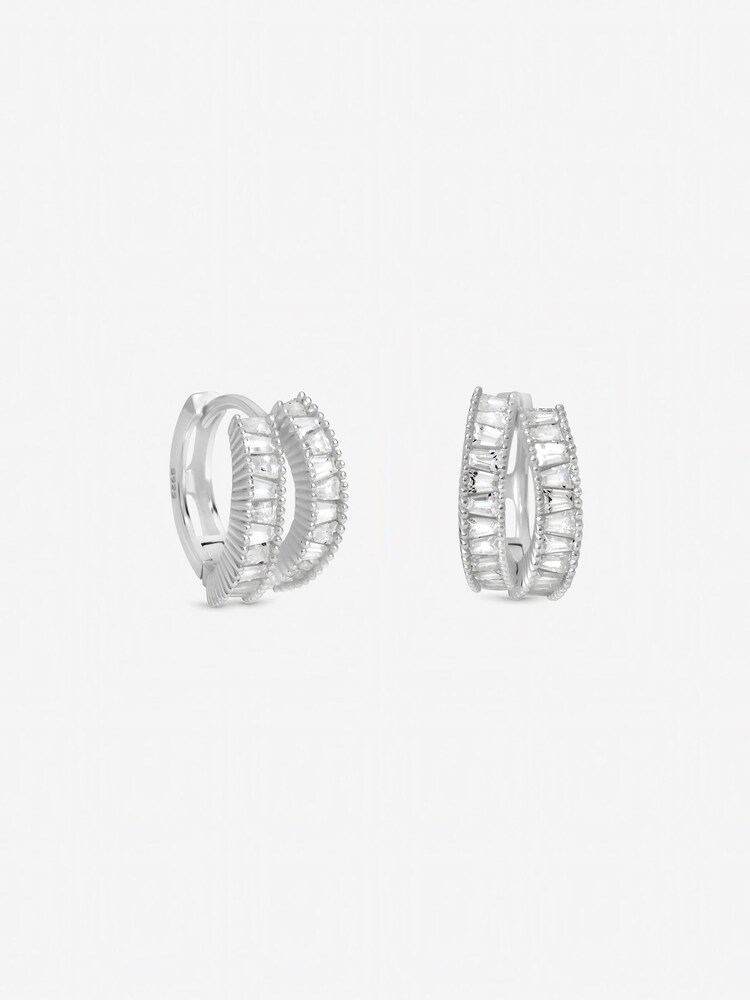Inicio Cubic Zirconia Double Row Pave Hoops - 禮品袋 - 圖片 1/3