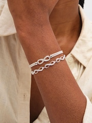 Inicio Silver Tone Pave Infinity Link Bracelet Gift Pouch - Image 1 of 5