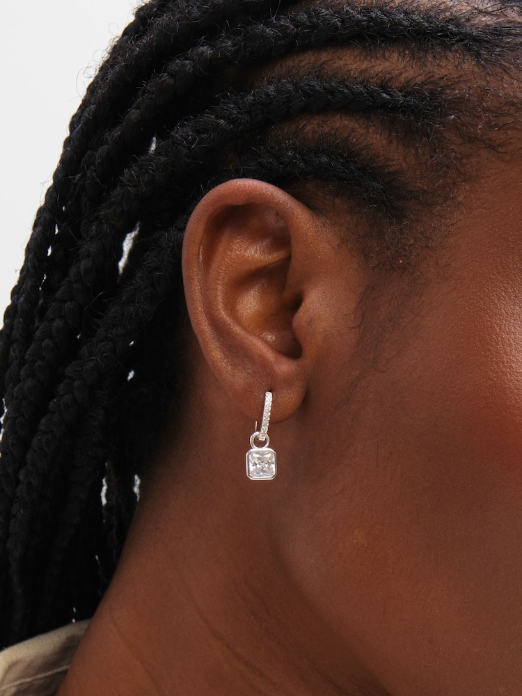 Inicio Cushion Drop Cubic Zirconia Pave Hoops Gift Pouch - 圖片 2/3