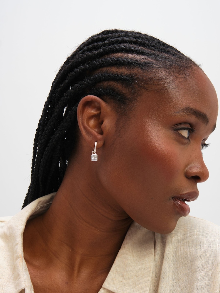 Inicio Cushion Drop Cubic Zirconia Pave Hoops Gift Pouch - 圖片 3/3