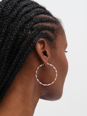 Inicio Silver Tone Large Twist Hoops Gift Pouch - Image 2 of 3