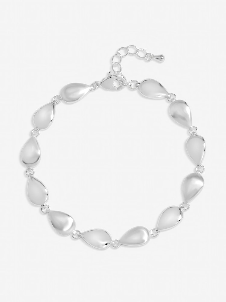 Inicio Silver Tone Polished and Satin Pebble Bracelet Gift Pouch - Image 1 of 2