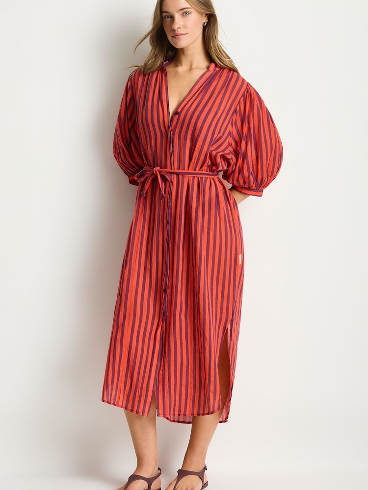 long red boho dress Button Down Crochet Embroidered Boho Maxi Dress in Red Red XS