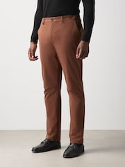 Tan Brown Muscle Fit Smart Cotton TENCEL™ Lyocell Blend Chinos With Comfort Waistband - Image 1 of 13