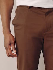 Tan Brown Muscle Fit Smart Cotton TENCEL™ Lyocell Blend Chinos With Comfort Waistband - Image 11 of 13