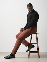 Tan Brown Muscle Fit Smart Cotton TENCEL™ Lyocell Blend Chinos With Comfort Waistband - Image 4 of 13
