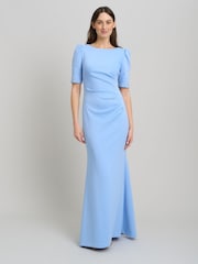 Gina Bacconi Blue Jadie Maxi Dress With Beaded Sleeves - Image 1 of 7