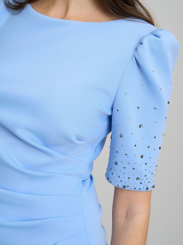 Gina Bacconi Blue Jadie Maxi Dress With Beaded Sleeves - Image 7 of 7