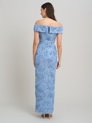 Gina Bacconi Blue Janette Embroidered Sequin Off-Shoulder Maxi Dress - Image 3 of 5