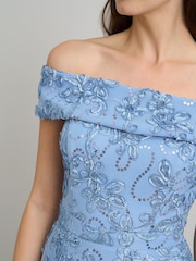 Gina Bacconi Blue Janette Embroidered Sequin Off-Shoulder Maxi Dress - Image 4 of 5