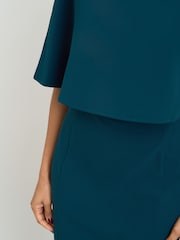 Gina Bacconi Green Gillian Chiffon Cape Dress - Image 6 of 7