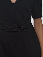 Gina Bacconi Black Kiara V-Neck Twist Midi Dress - Image 4 of 5