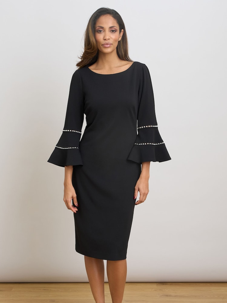 Gina Bacconi Black Ivette Long Sleeve Dress - Image 1 of 7