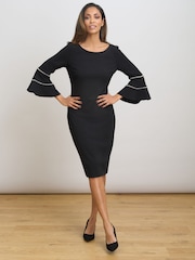 Gina Bacconi Black Ivette Long Sleeve Dress - Image 6 of 7