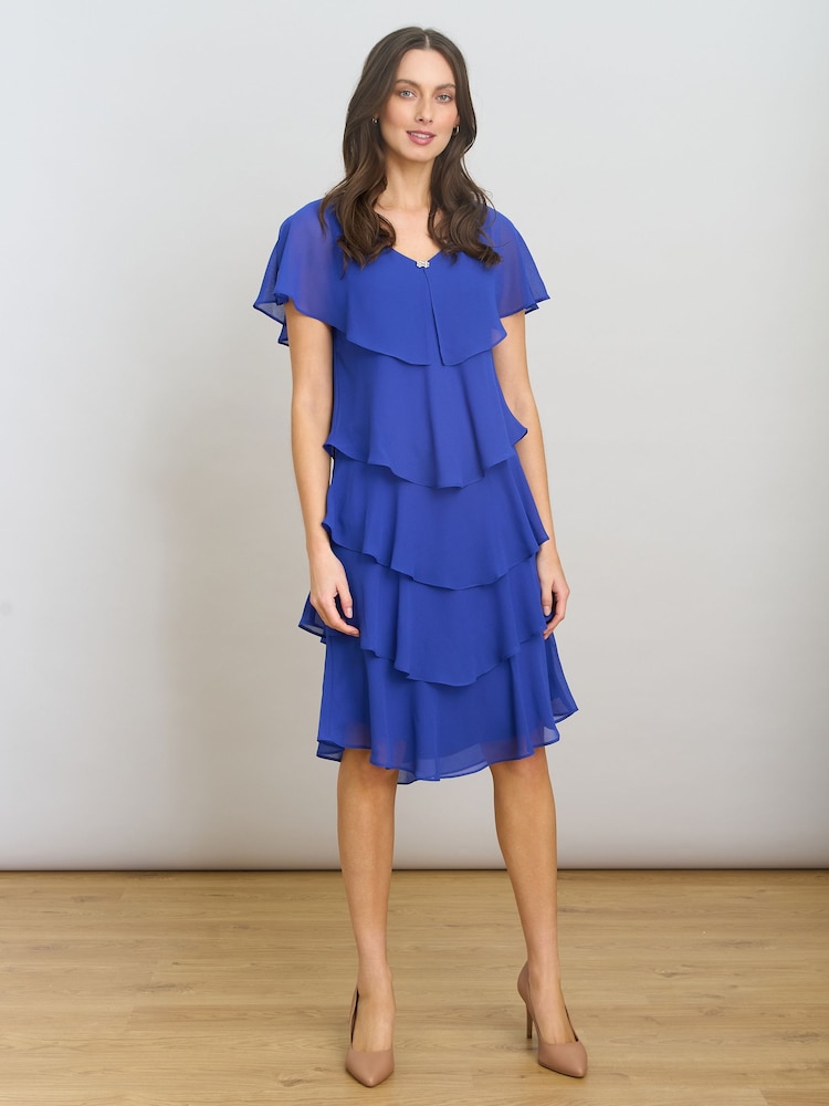 bella blue dress Womens Gina Bacconi Georgette Tiered US 16 DETAILS Fabric