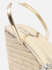 Simmi London Gold Kat Diamante Wedge Heeled Sandals - Image 3 of 4