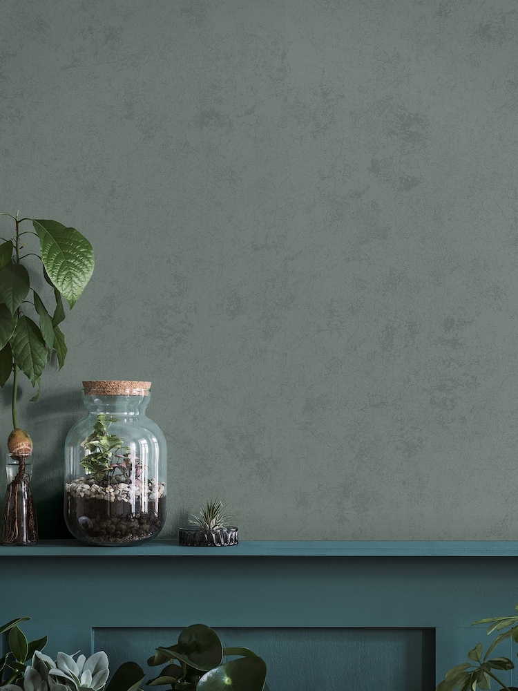 Galerie Wallcoverings Green Terra Plain Texture Clay 10.05M Wallpaper - Image 1 of 2