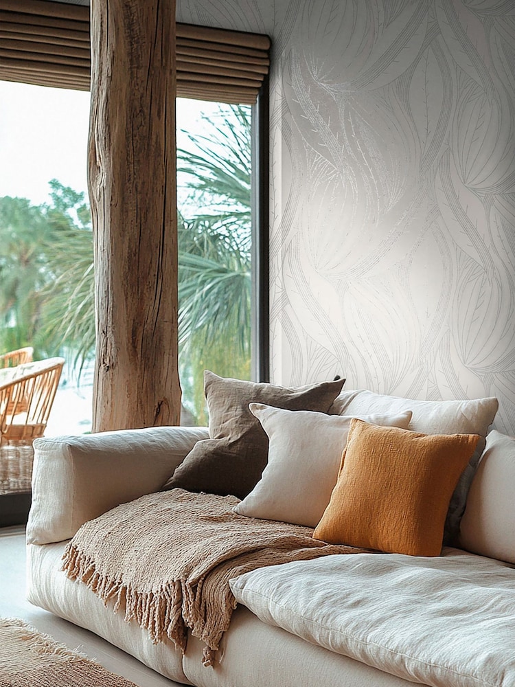 Galerie Wallcoverings White Horizon Tree Leaf 10.05M Wallpaper - Image 1 of 5
