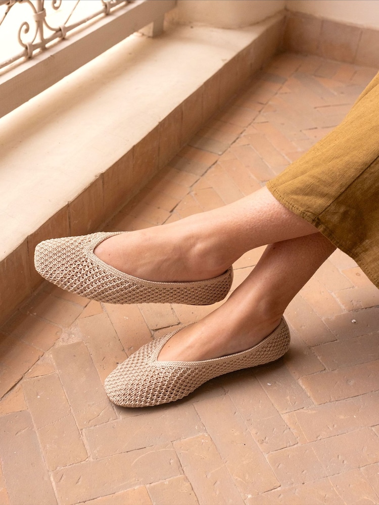 Novo Natural Wide Fit Fame Woven Flat Ballerina Shoes - Image 1 of 6 Novo Natural Wide Fit Fame Woven Flat Ballerina Shoes - Image 1 of 6