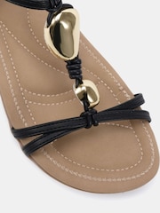 Novo Black Tabby Hardware Detail Padded Footbed Sandals - Image 6 of 6