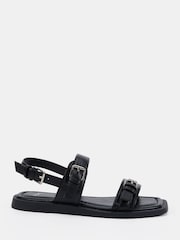 Novo Black Standard Fit Teagan Buckle Detail Double Strap Flat Sandals - Image 2 of 6