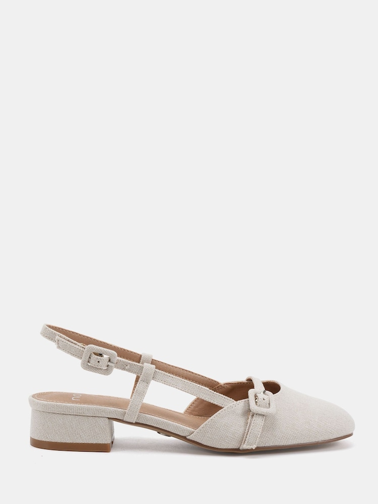 Novo Natural Standard Fit Fiona Buckle Detail Slingback Low Heel Shoes - Image 2 of 6