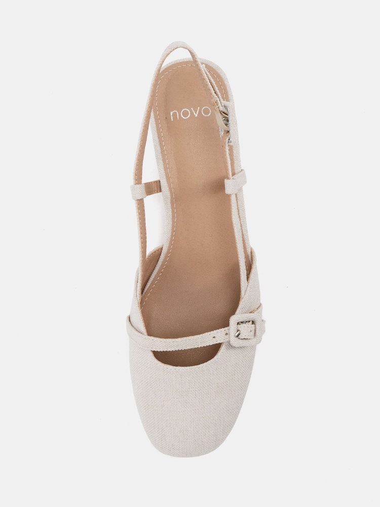 Novo Natural Standard Fit Fiona Buckle Detail Slingback Low Heel Shoes - Image 6 of 6