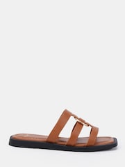 Novo Brown Standard Fit Talia Ring Hardware Detail Strappy Mule Sandals - Image 2 of 6