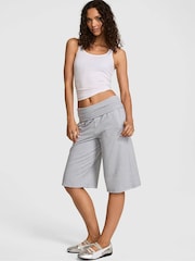 Victoria's Secret PINK Medium Heather Grey Cotton Foldover Long Shorts - Image 1 of 2
