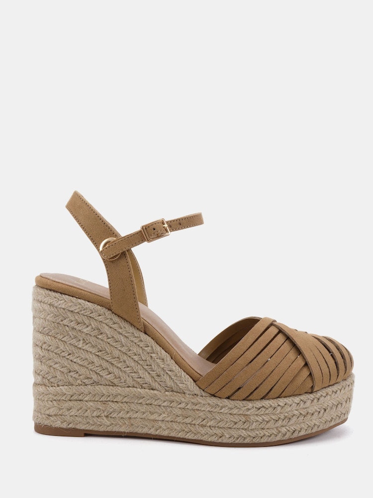 Novo Natural Wide Fit Brielle Closed Toe Platform Espadrille Sandals - Image 2 of 6 Novo Natural Wide Fit Brielle Closed Toe Platform Espadrille Sandals - Image 2 of 6