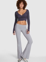 Victoria's Secret PINK Medium Heather Grey Shine Foldover Leggings - Image 1 of 3