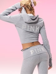 Victoria's Secret PINK Medium Heather Grey Shine Foldover Leggings - Image 3 of 3