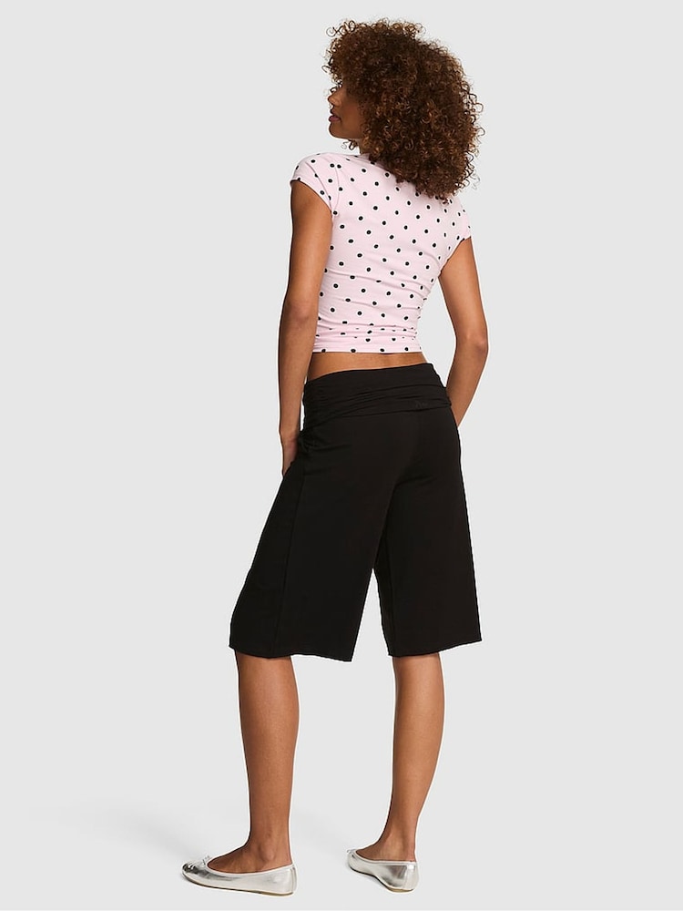 Victoria's Secret PINK Black Cotton Foldover Long Shorts - Image 2 of 2