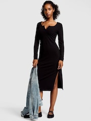 Victoria's Secret Pink Black Ribbed Midi Dress - Image 1 of 2